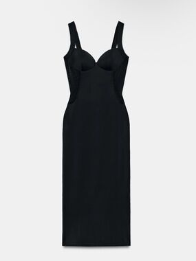 Zara | Dresses | Zara Black Satin Effect Dress With Pearl Effect Straps |  Poshmark